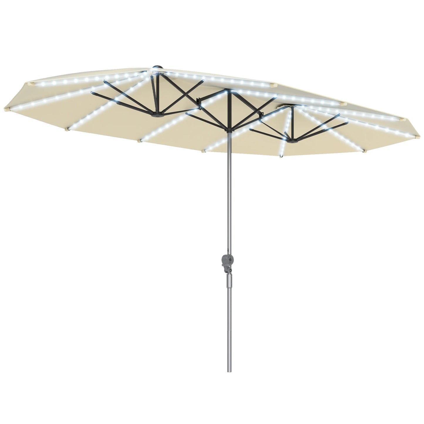 Patio Umbrella With Built-In Solar Lights UPF50+ For Outdoor Use