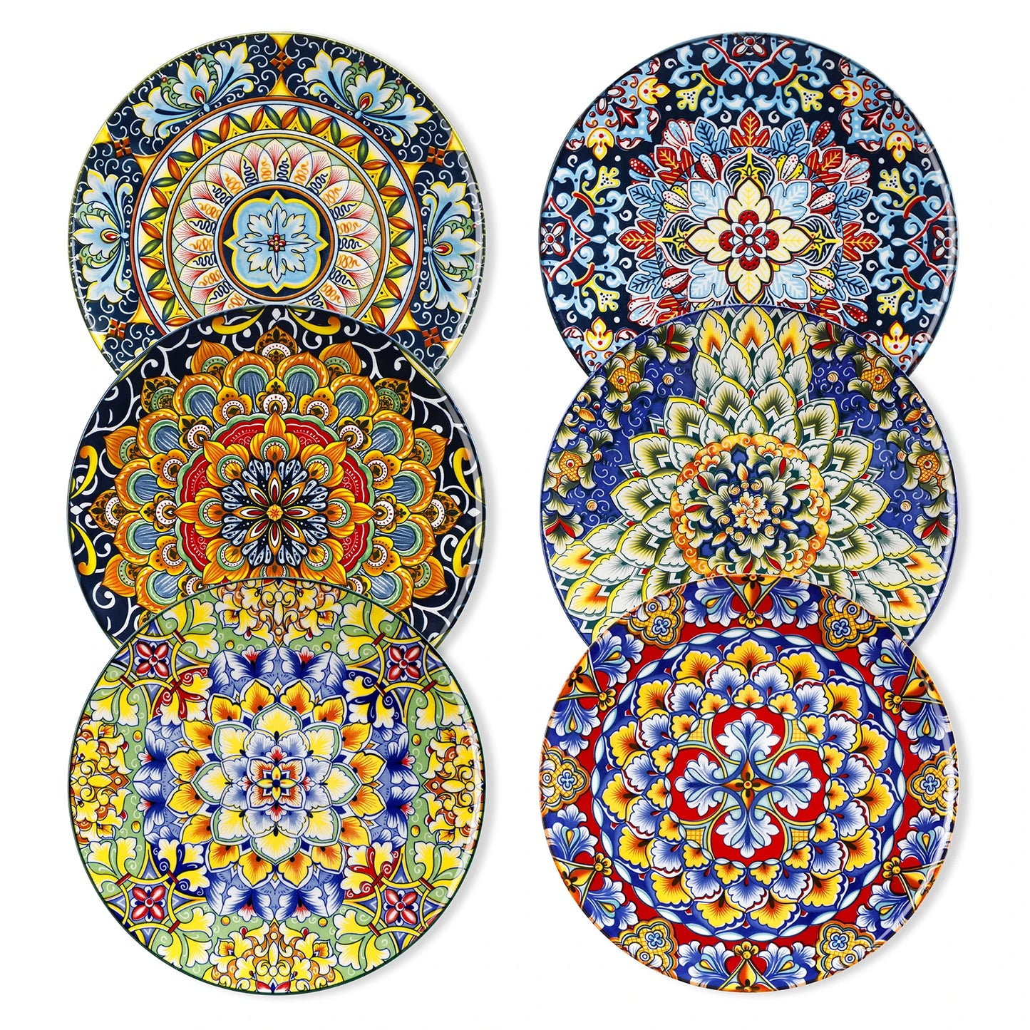 MALACASA Porcelain Dinner Plates Set Floral Round Ceramic