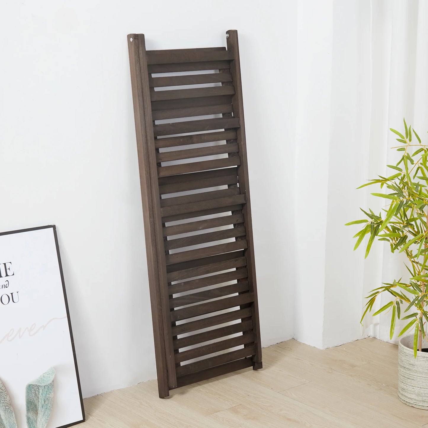 Folding Four Tier Ladder Shelf Wooden Display Rack For Home