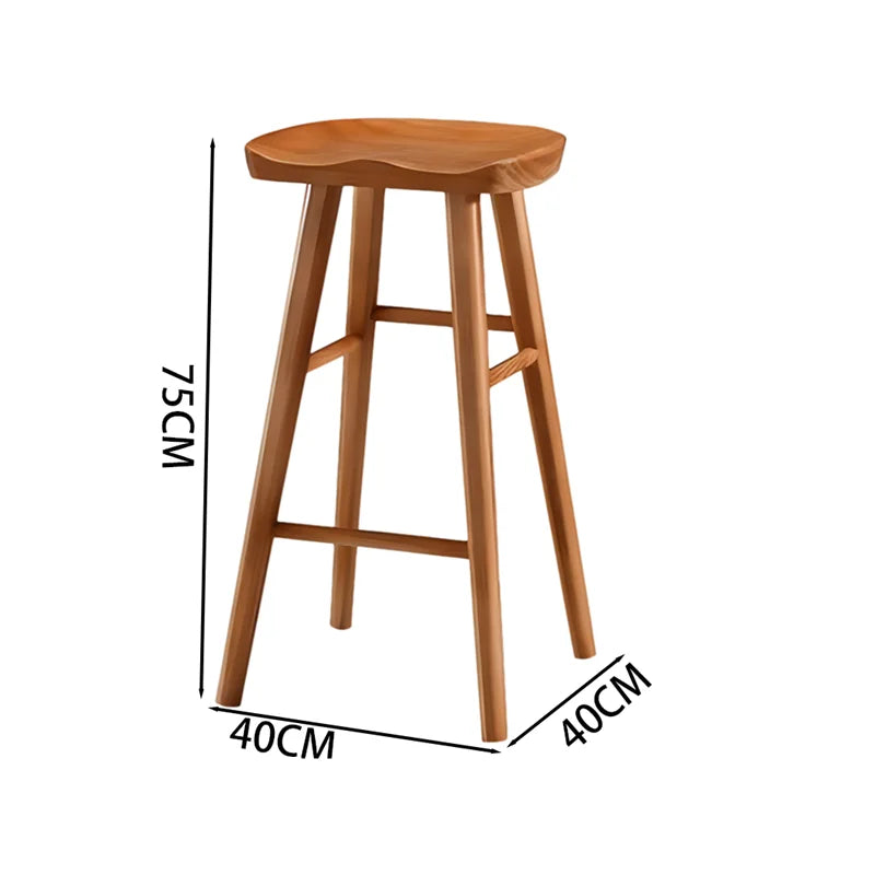 Modern Minimalist Solid Wood Bar Stool for Home and Business
