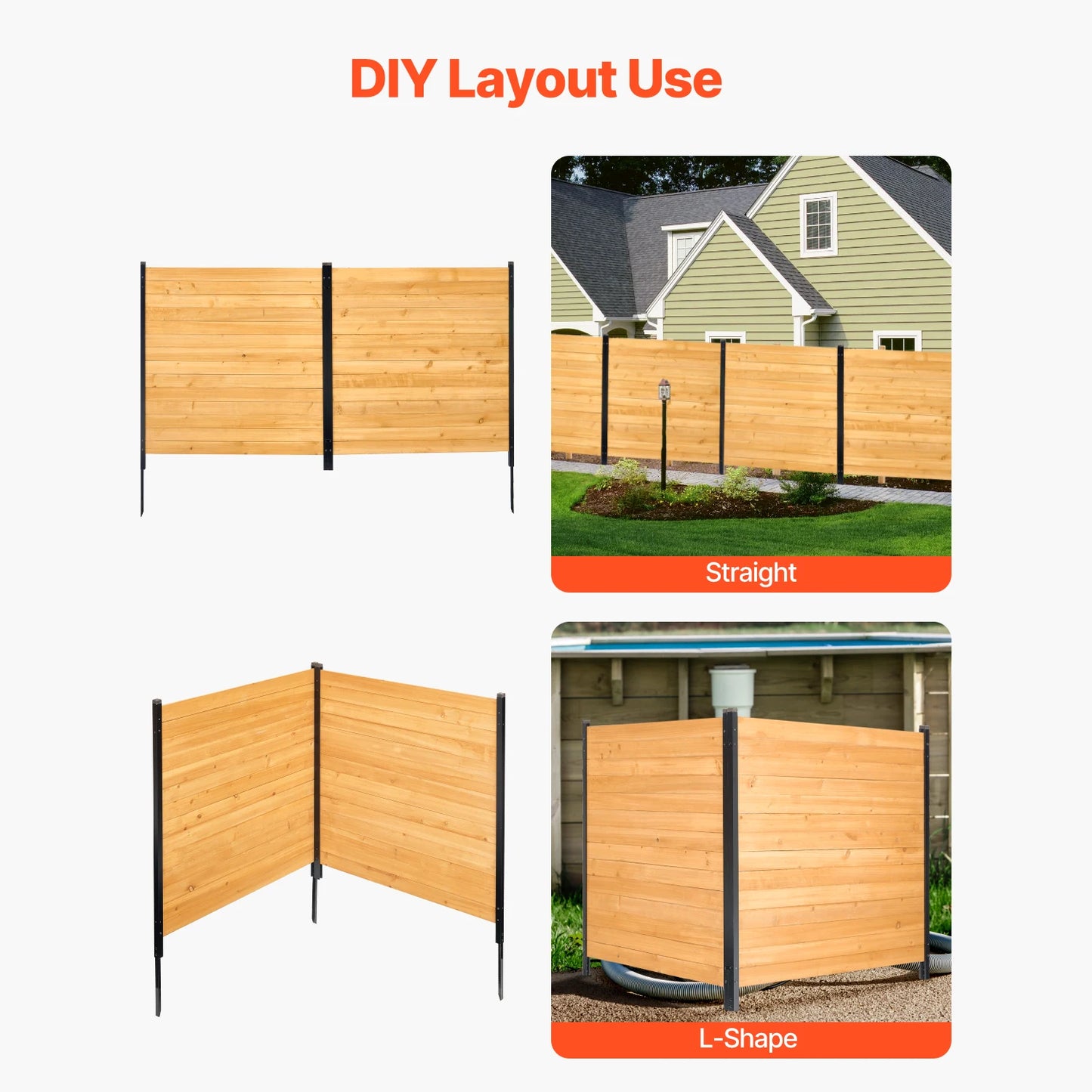 SucceBuy Wood Privacy Fence Screen For Air Conditioner Unit With Stakes