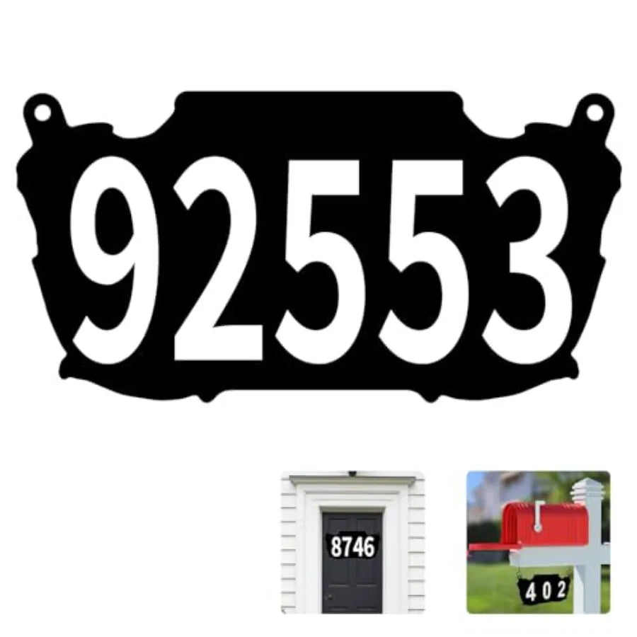 Wooden Address Plaque With Mailbox Numbers Waterproof Horizontal Mount