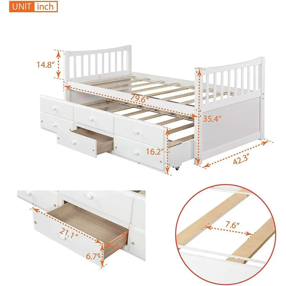 Harper Bright Designs Wood Daybed With Storage Drawers And Trundle