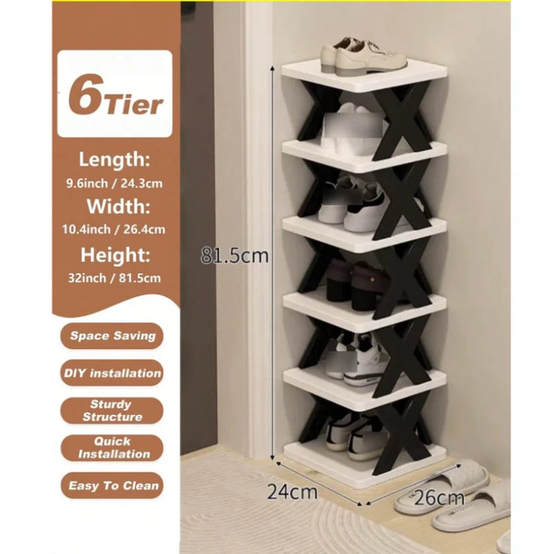 Multi Level Vertical Plastic Shoe Storage Organizer