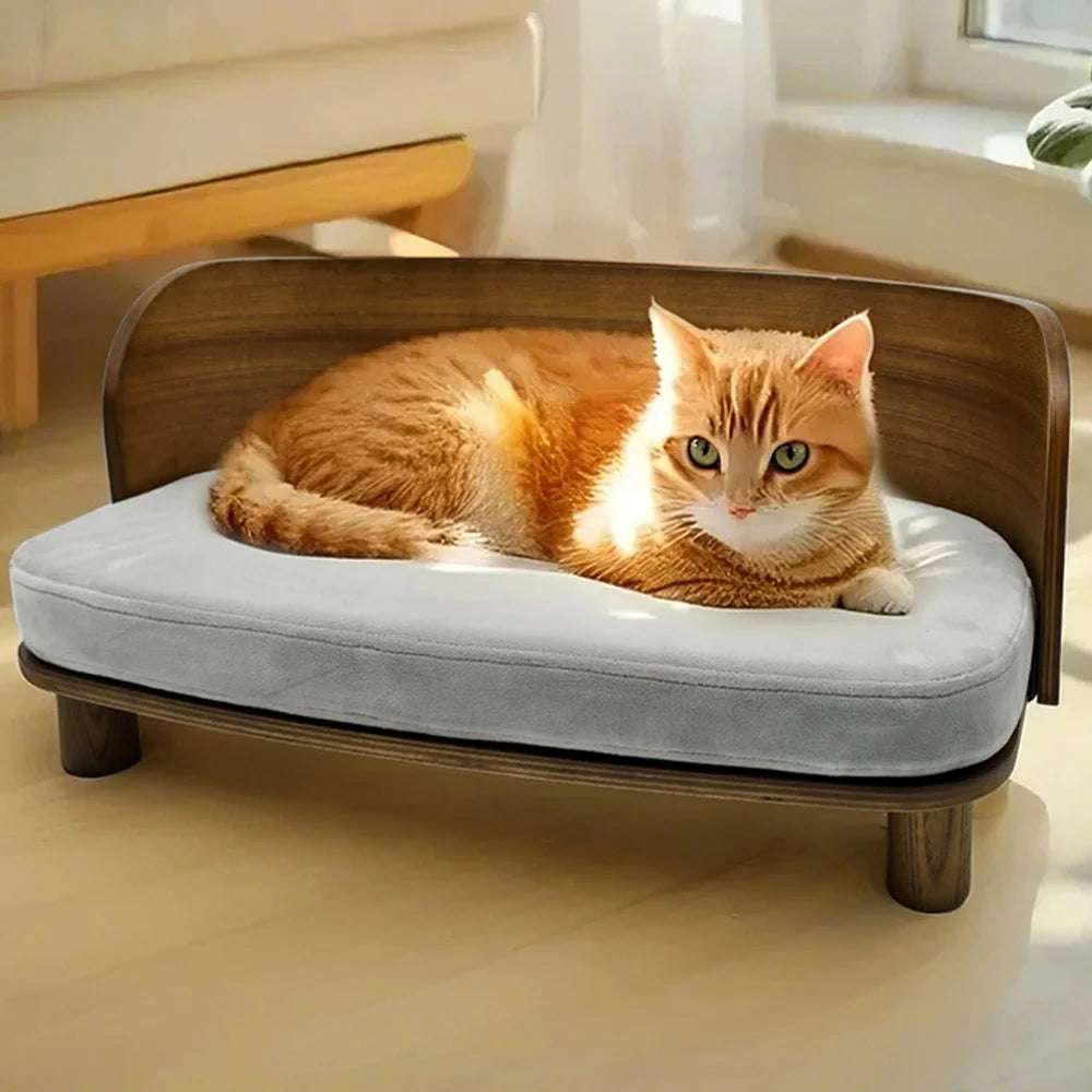 BORWART Elevated Wood Pet Sofa Bed For Small Dogs With Cushion