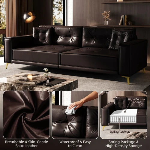 Faux Leather Convertible Sofa Bed Three in One L Shaped Sleeper Couch