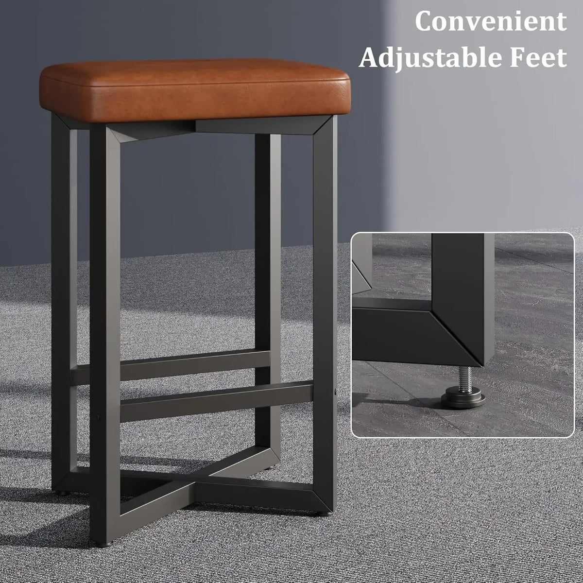 Garvee Modern Backless Bar Stools With PU Leather Upholstery