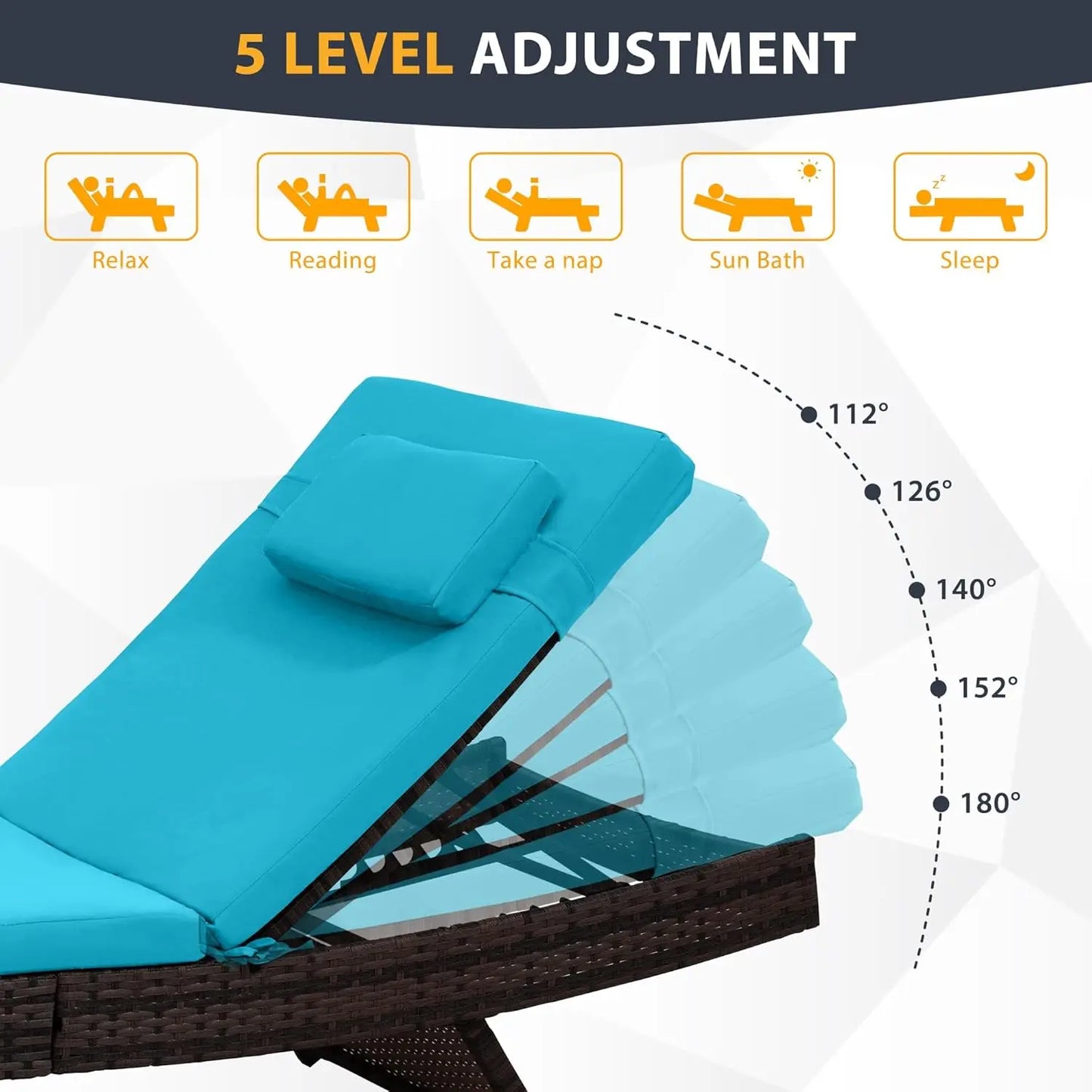 Guohe Outdoor Wicker Adjustable Chaise Lounge Chairs Set 2