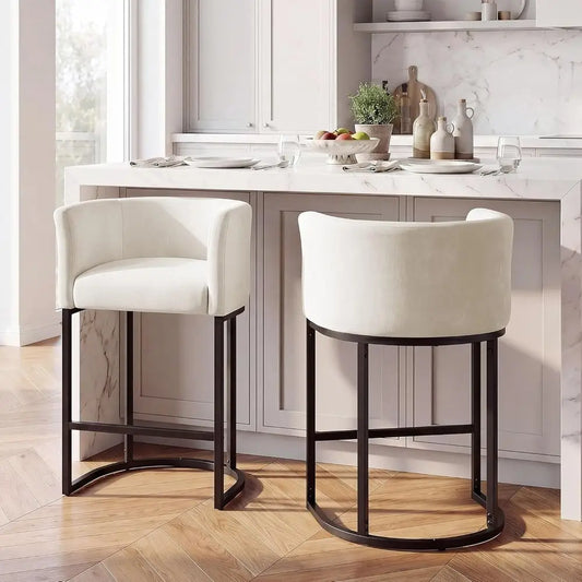 Chenille Counter Height Bar Stools Set Of 2 Upholstered Chairs