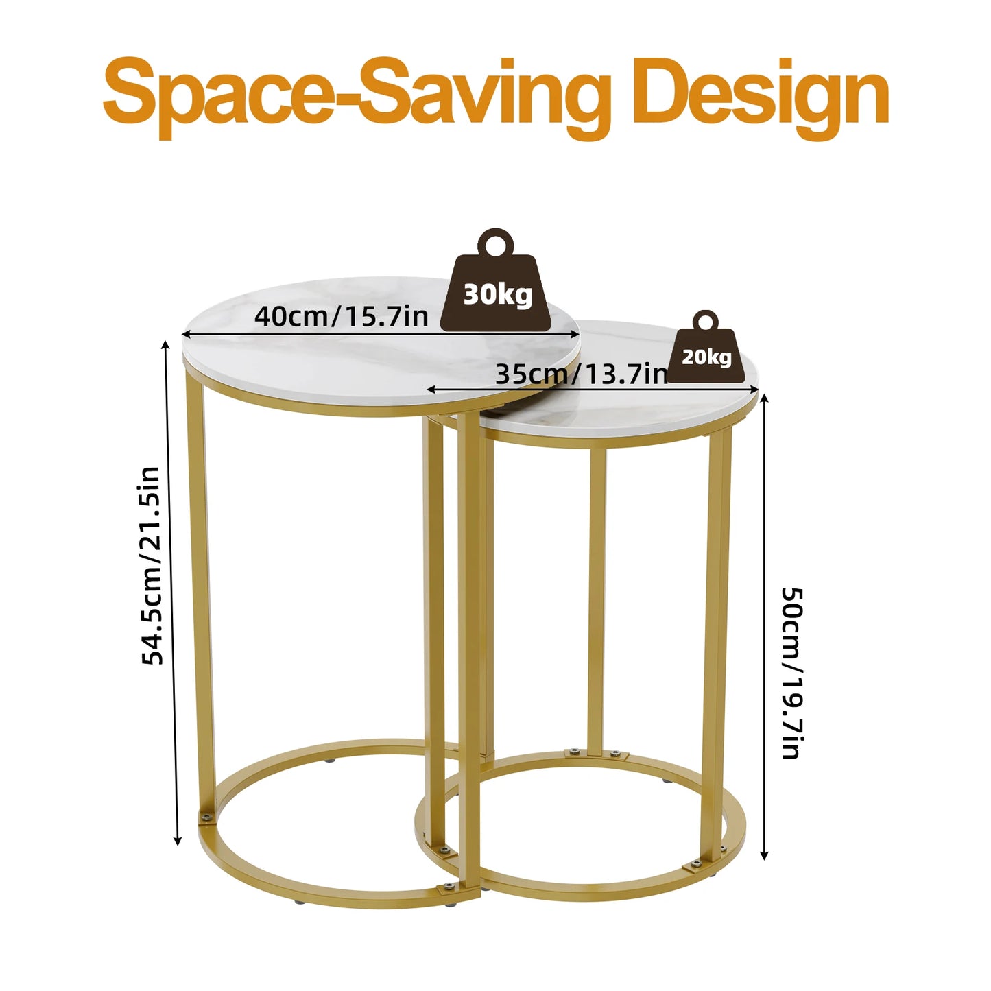 Wisfor Sintered Stone Nesting Tables With Metal Base Set 2