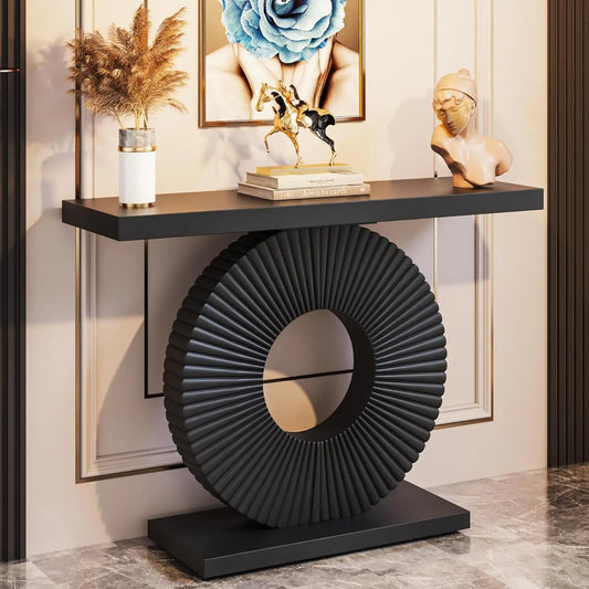 LITTLE TREE Modern Console Table With Curved Geometric Base