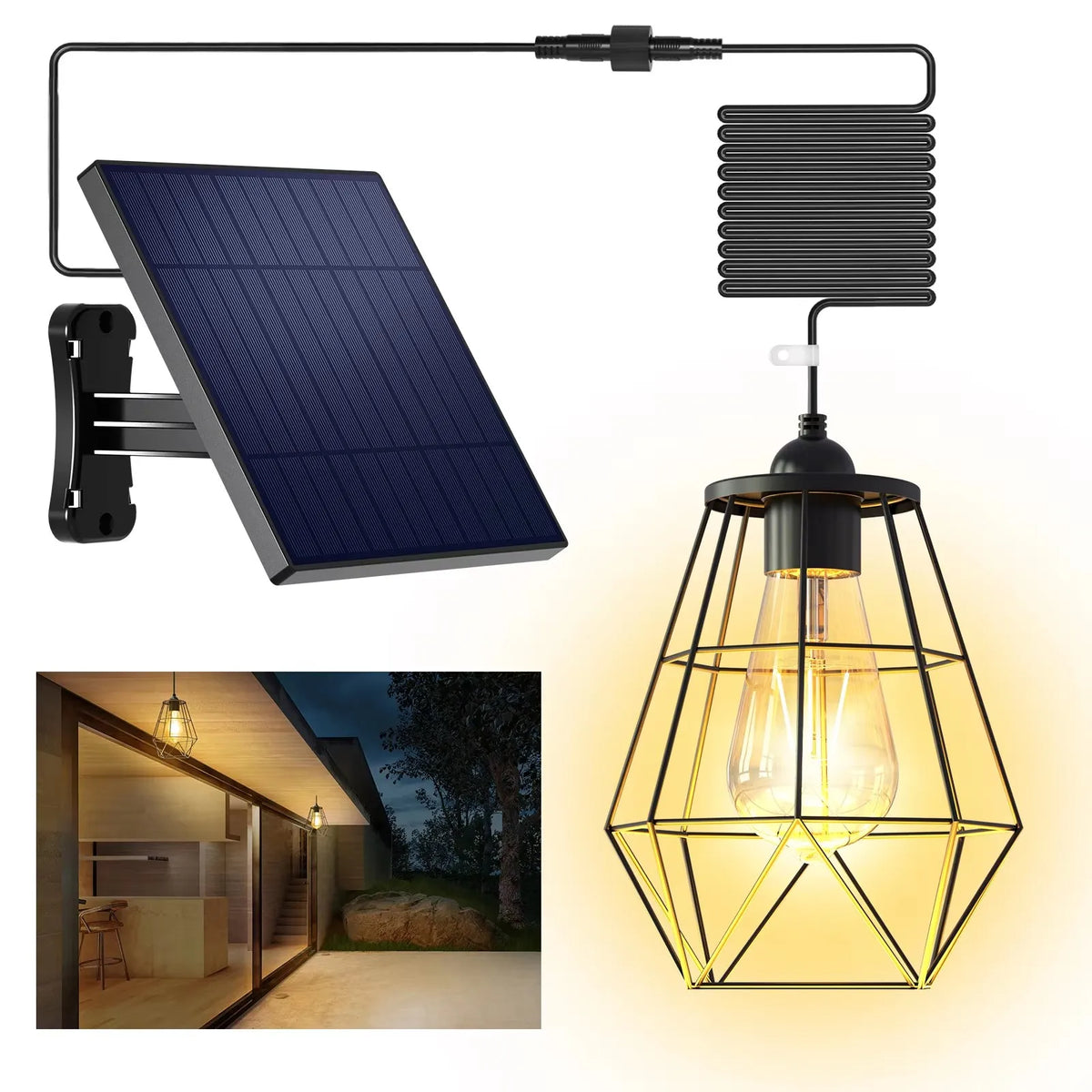 Intelamp Waterproof Solar Pendant Lights For Indoor Outdoor Use