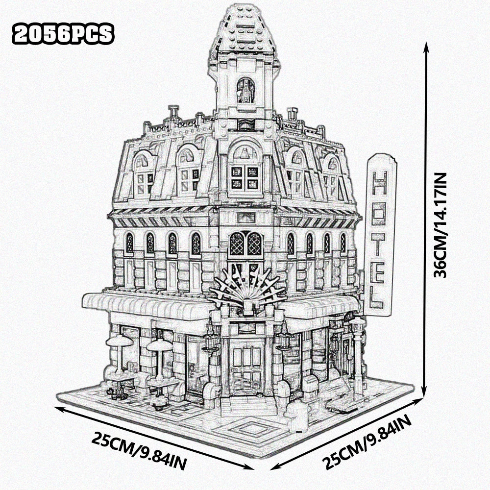 Downtown City Street View Building Blocks Set Assembly Square MOC