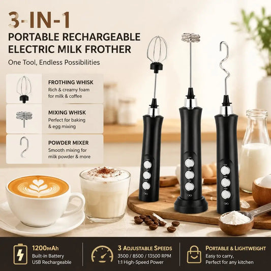 Stonego USB Rechargeable Milk Frother With Stainless Steel Whisk