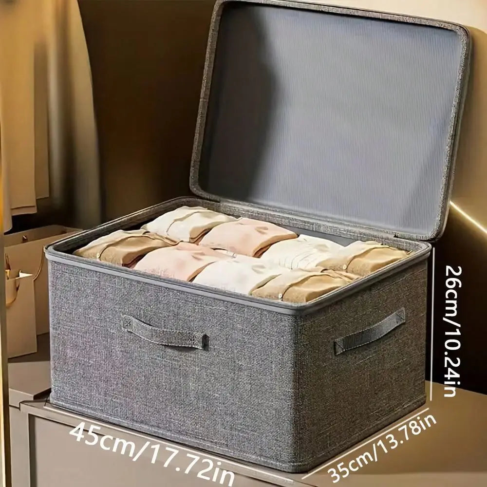 Canvas Storage Box With Zipper Cover And Handle Foldable Organizer