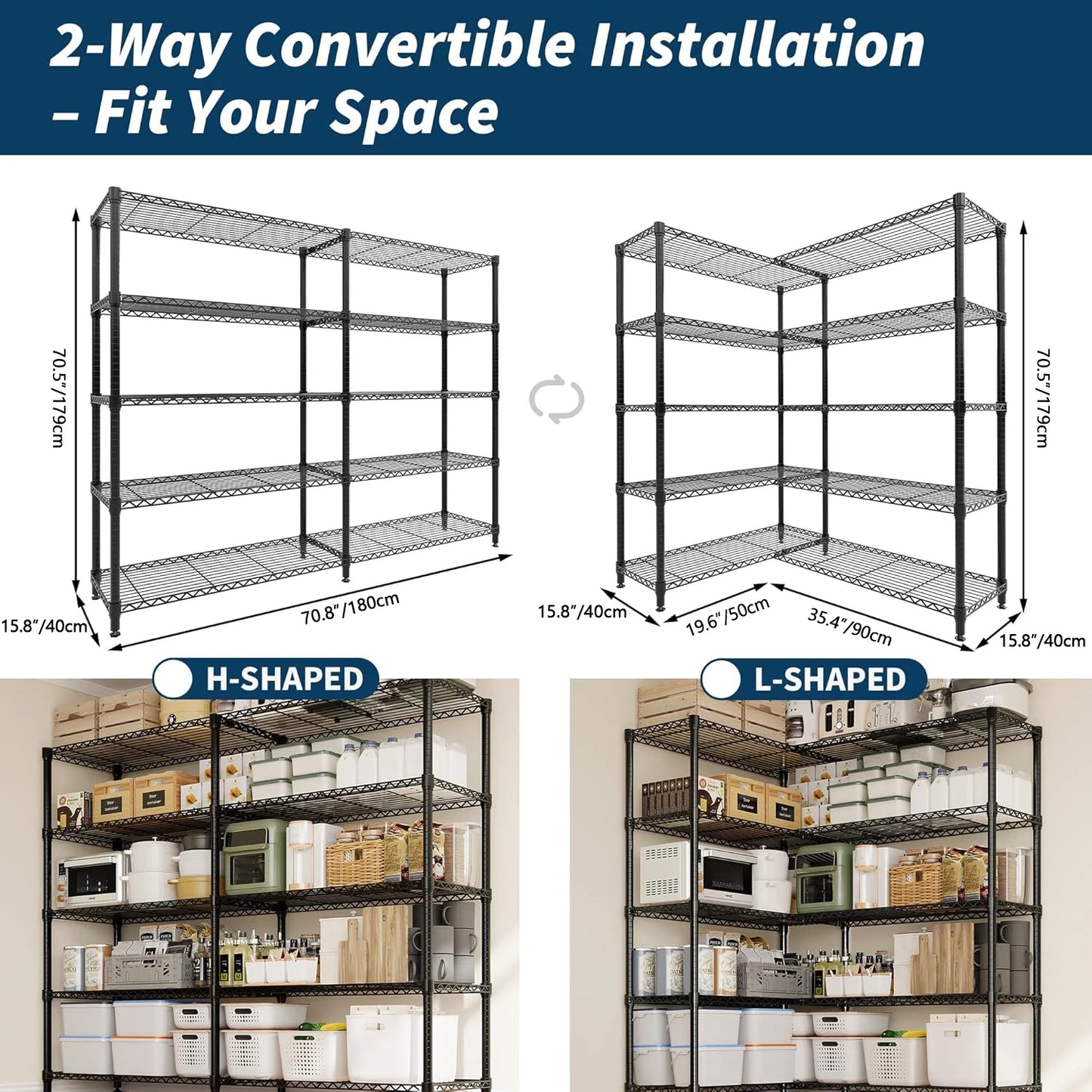 TWISTER.CK Heavy Duty 5 Tier Metal Shelving Unit For Kitchen Garage