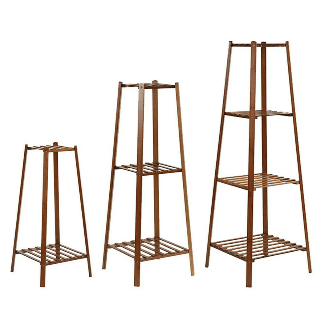 Wisfor Tiered Bamboo Plant Pot Holder Indoor Plant Display Shelf