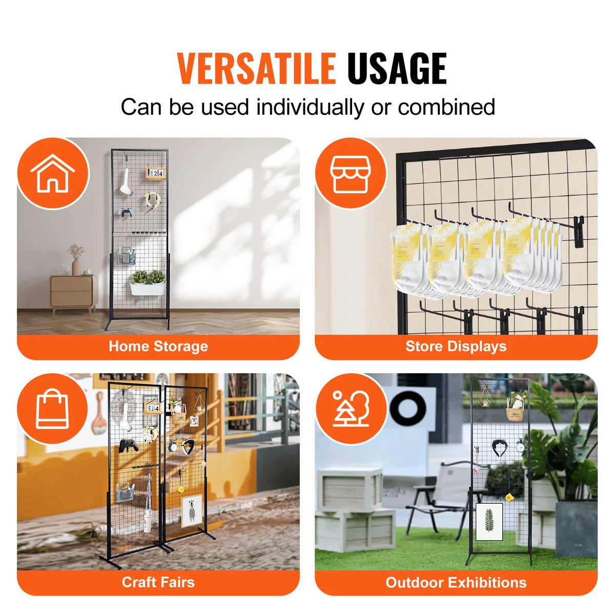 SucceBuy Double Sided Wire Gridwall Display Rack With Hooks