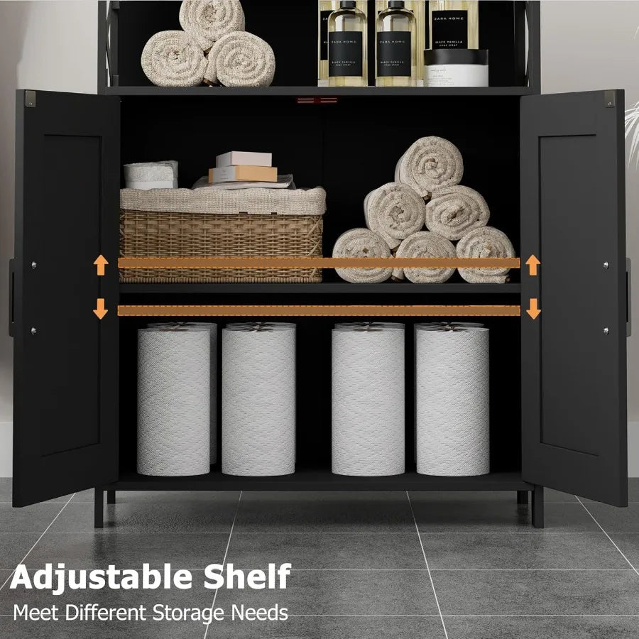 XIUWO Bathroom Storage Cabinet With Doors And Adjustable Shelves