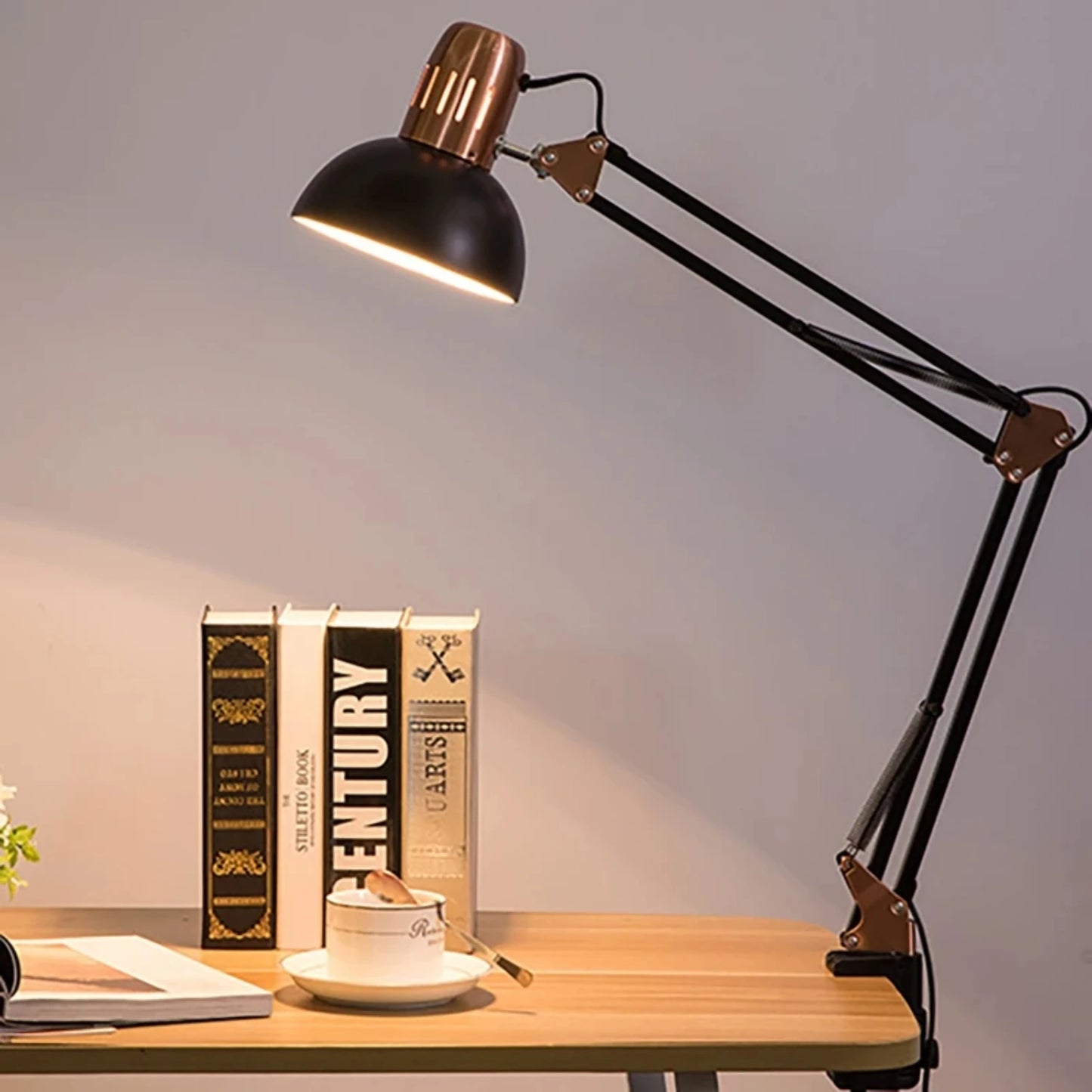 Vintage Folding Solar Desk Lamp With Clamp And Long Arm