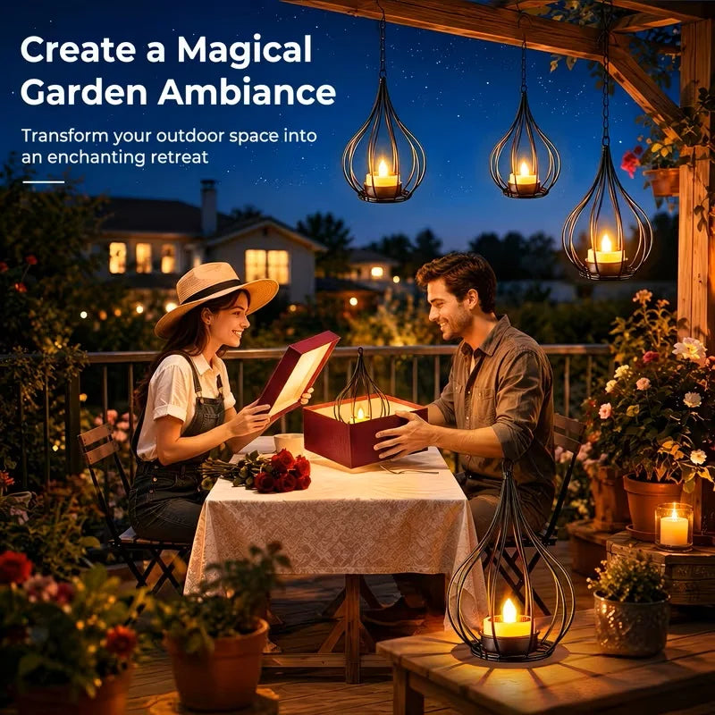 KPSTEK Waterproof Solar Lanterns Hanging LED Outdoor Garden Decor