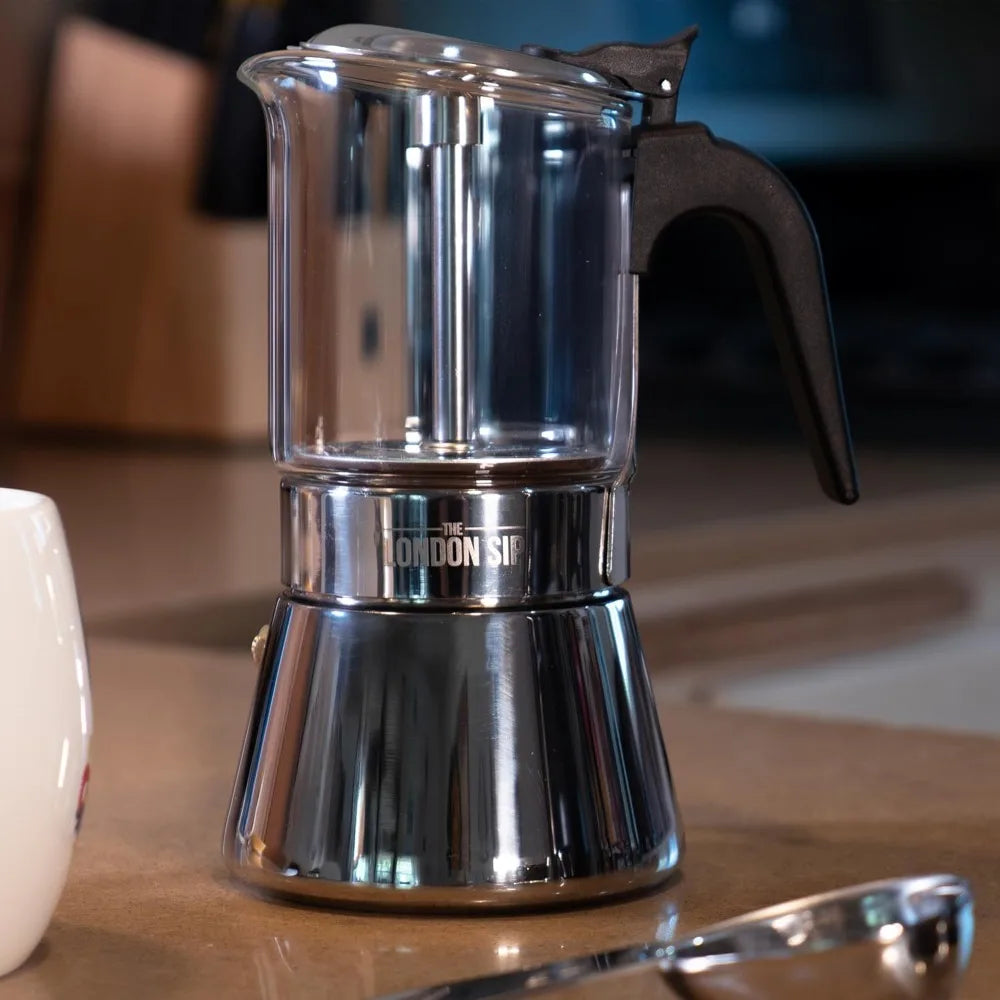 Xmsj Glass And Stainless Steel Stovetop Espresso Maker Moka Pot