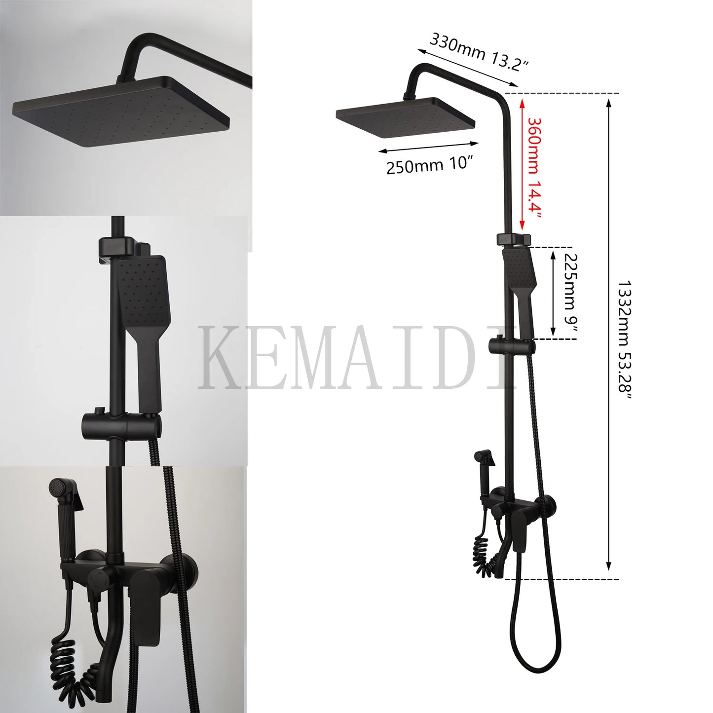 Kemaidi Rainfall Shower Faucet Single Lever Bathtub Mixer With Shelf