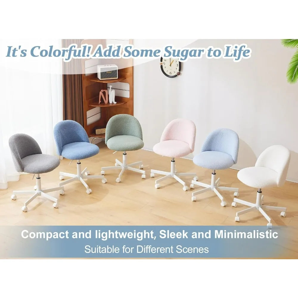 Velvet Vanity Chair With Back And Silent Wheels For Office
