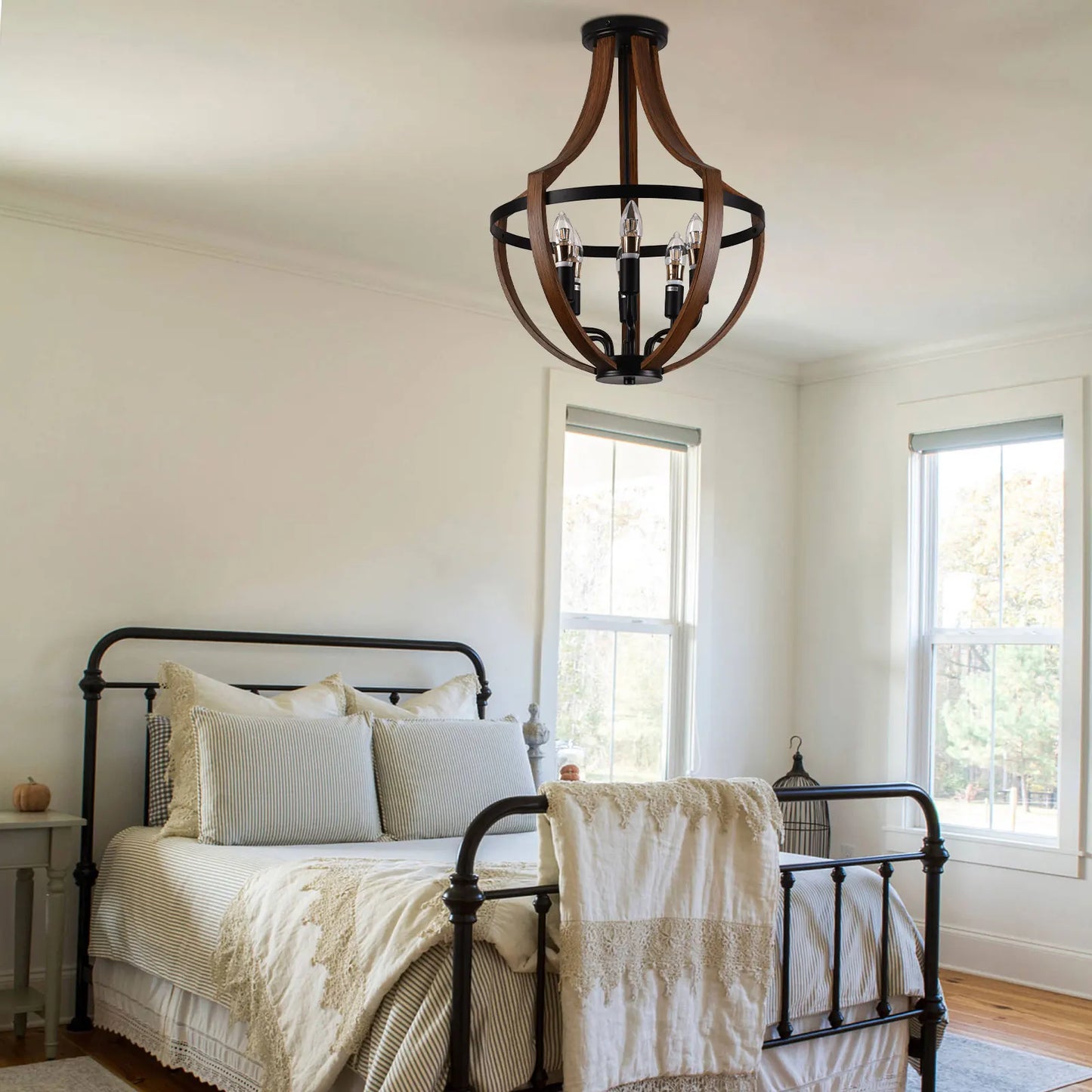 Modern Rustic Wooden Pendant Light Fixture For Kitchen Lighting