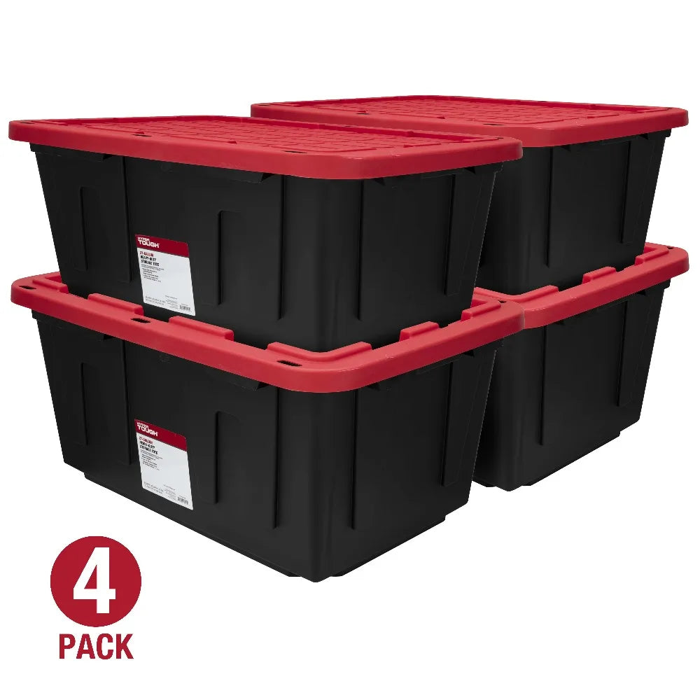 Heavy Duty Stackable Plastic Storage Tote With Snap Lid