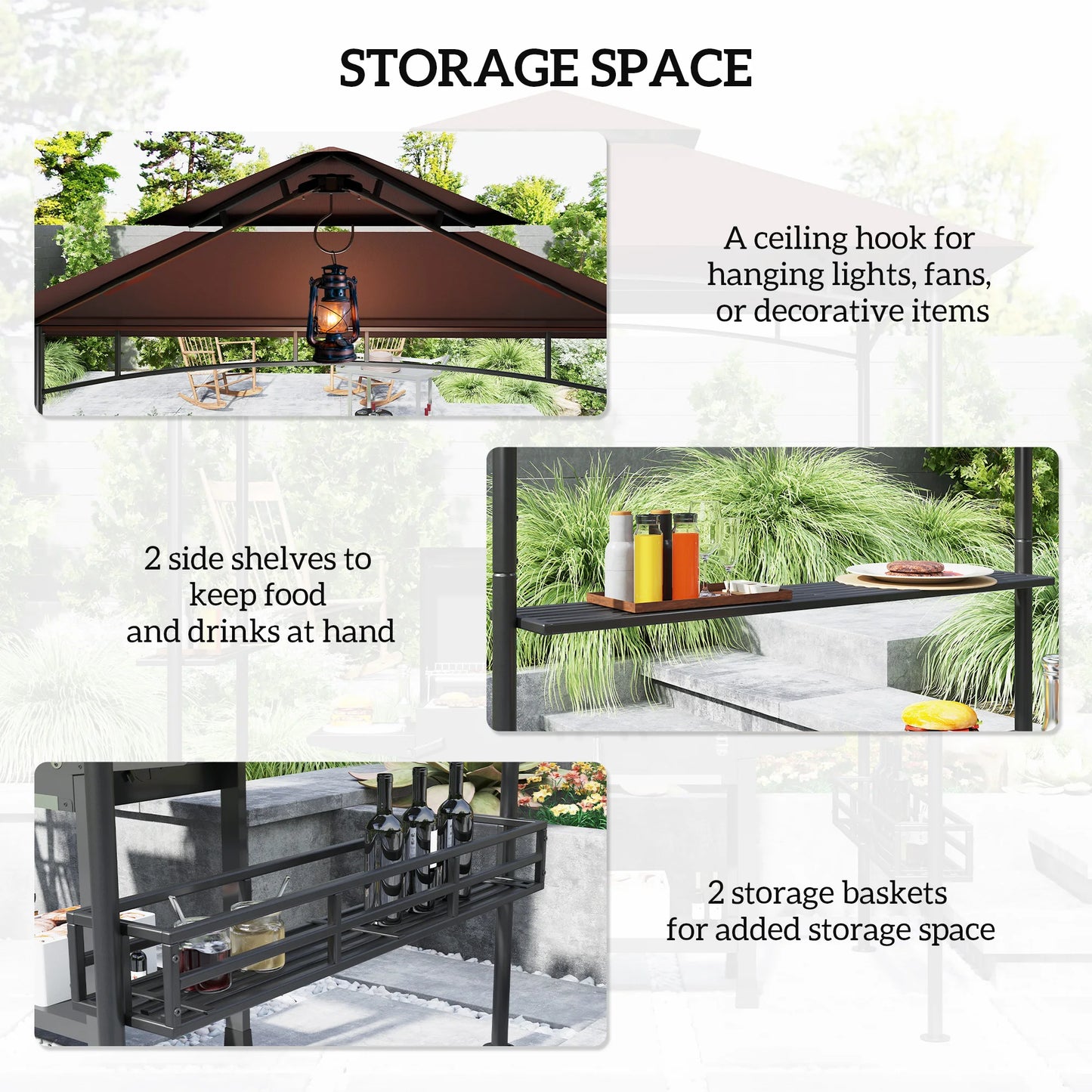2 Tier Outdoor BBQ Gazebo Shelter for Grilling Sun Protection