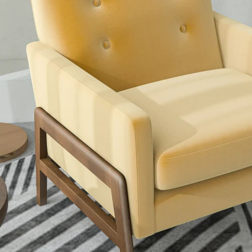 Solid Wood Velvet Leisure Chairs Mid Century Modern Living Room