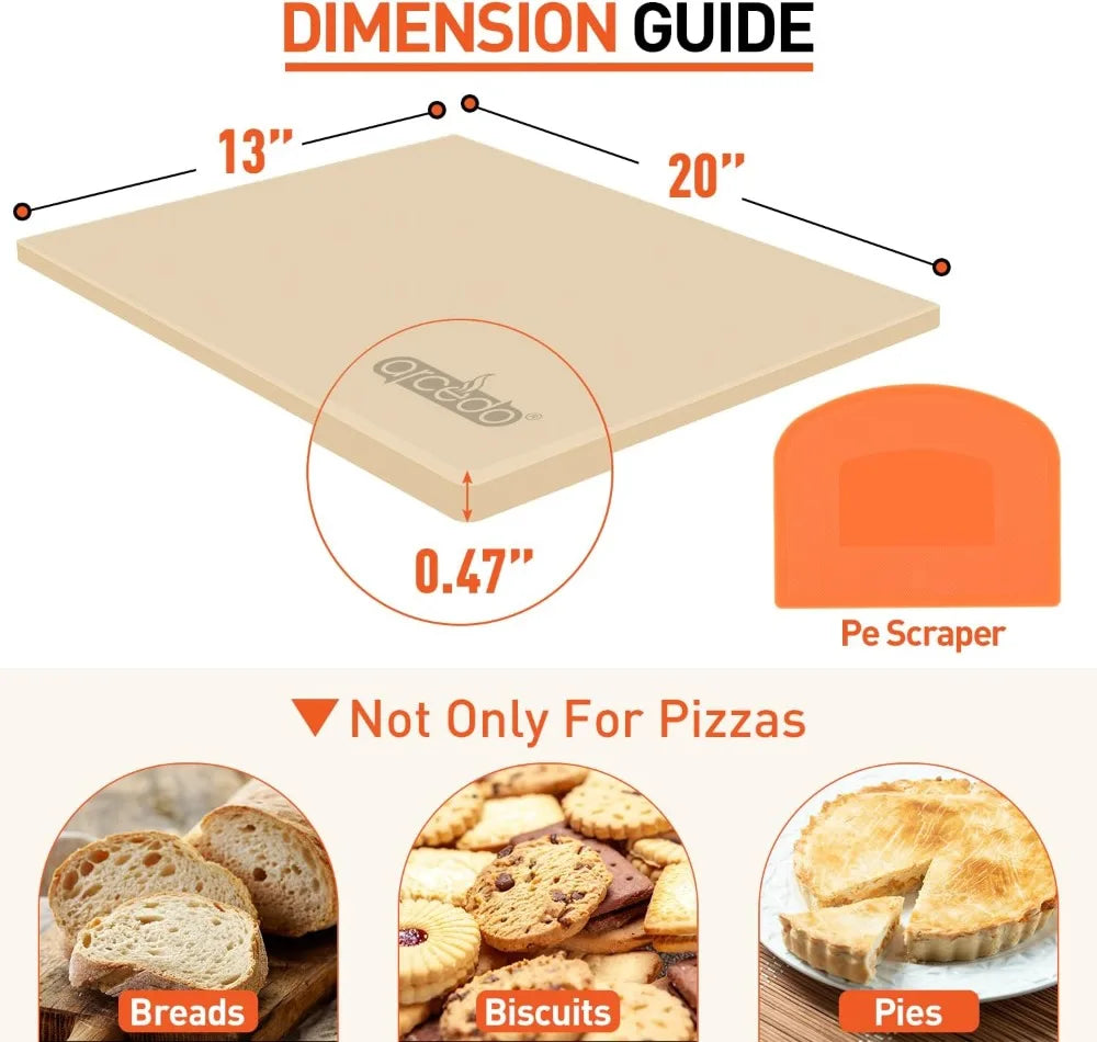 Cordierite Pizza Stone for Grill and Oven with Scraper