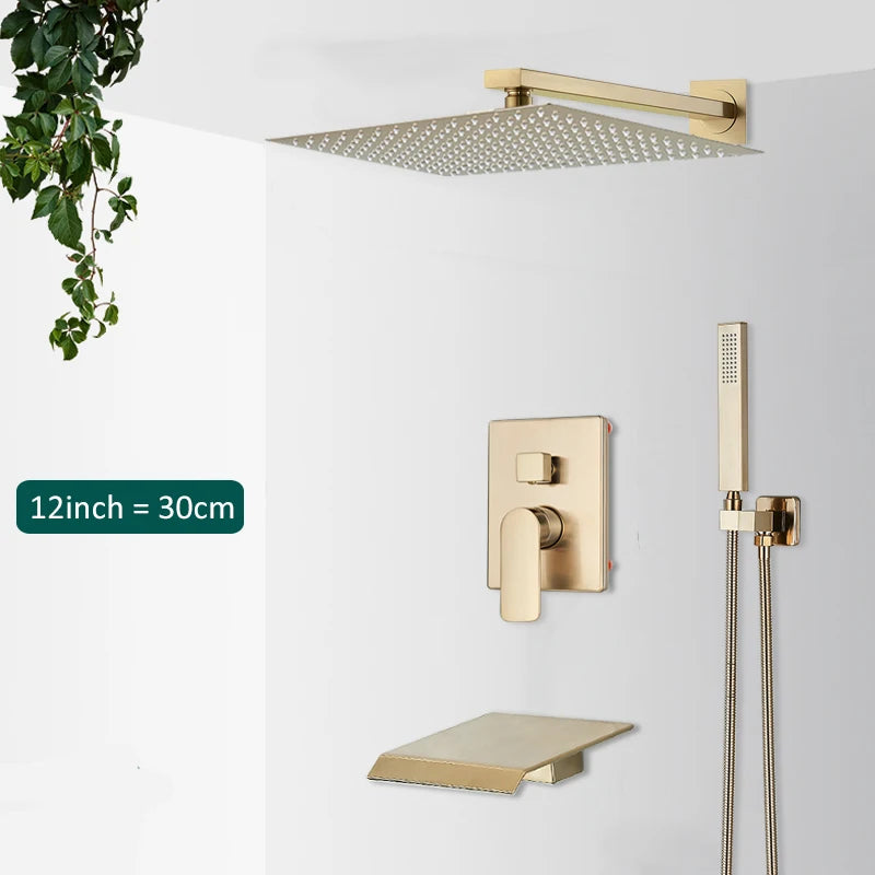 Quyanre Bathroom Wall Mounted Rainfall Shower System