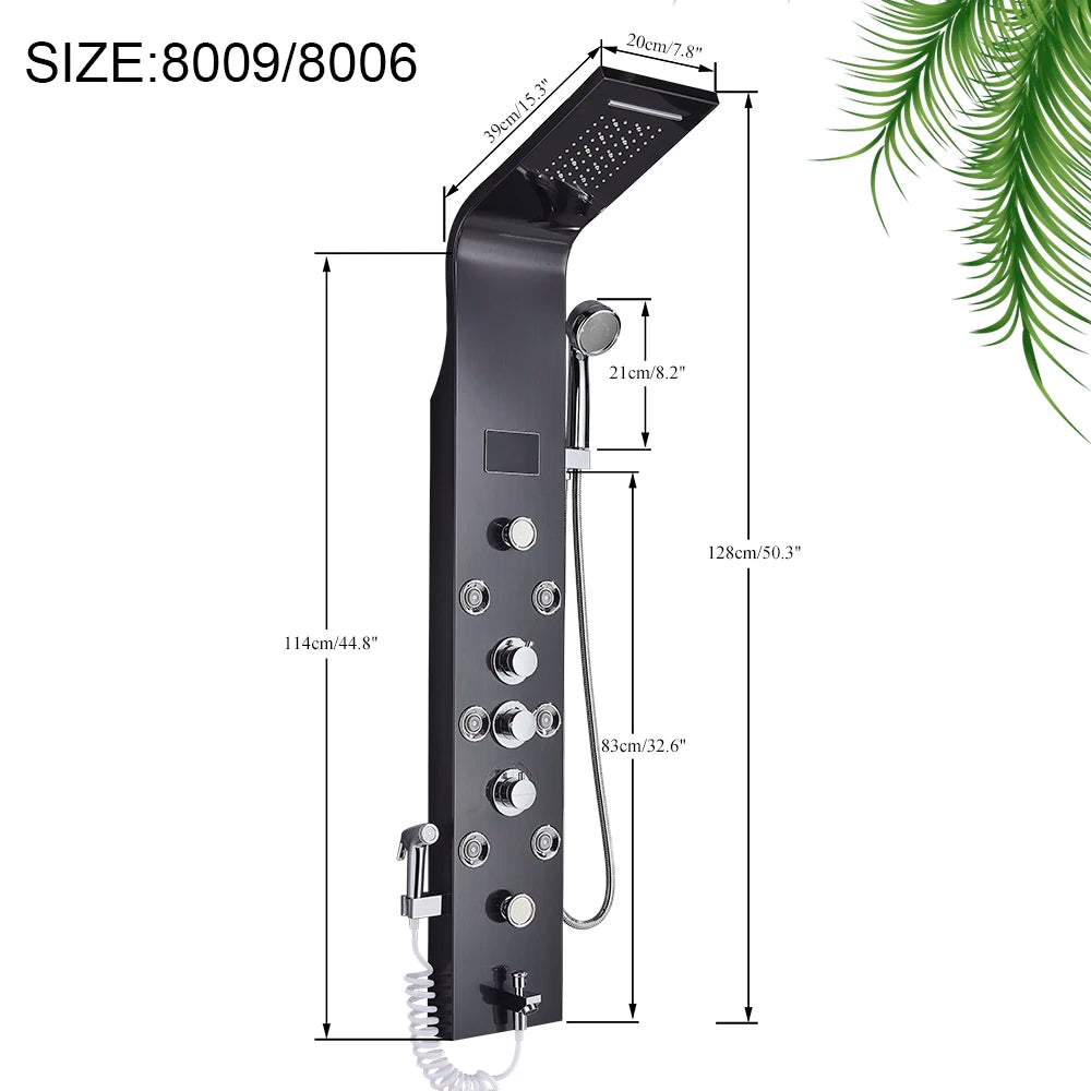 MYQualife LED Shower Panel With Massage Jets And Rain Head