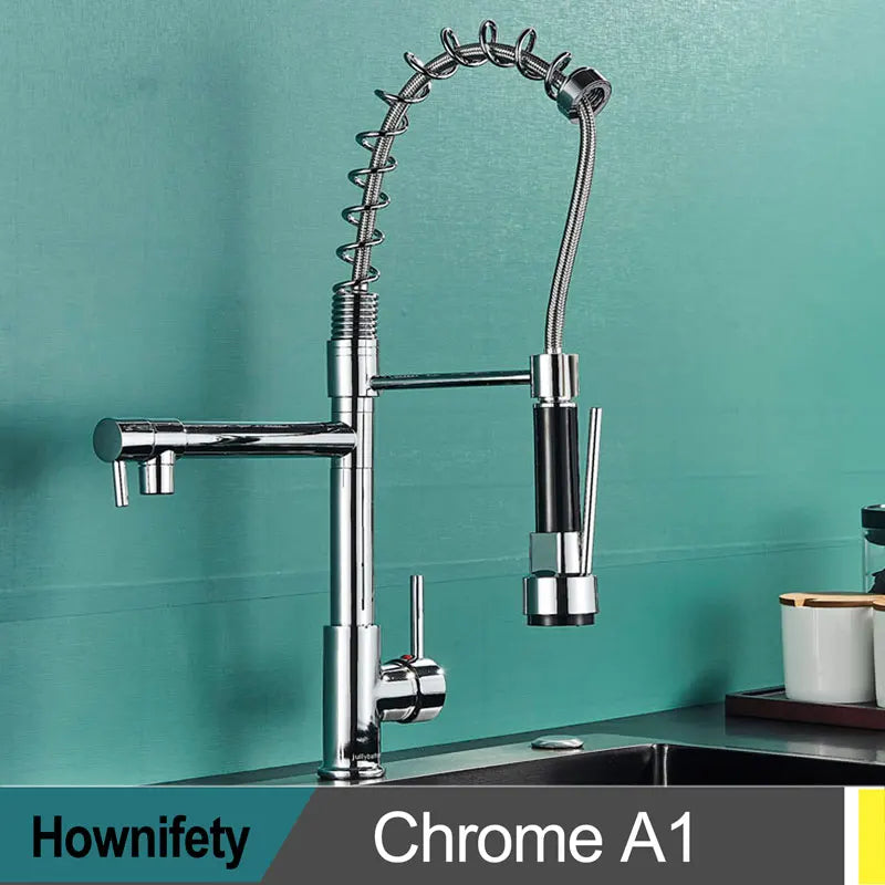 Hownifety Spring Kitchen Faucet with Pull Down Spout