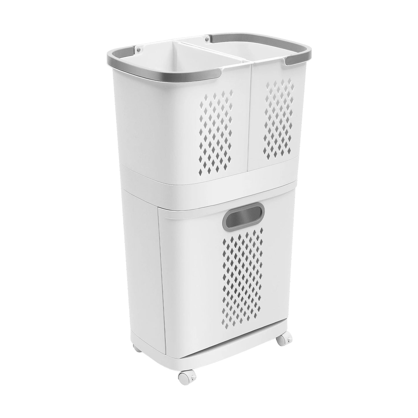 Bymaocar 2 Tier Bathroom Laundry Sorter With Wheels Removable Basket
