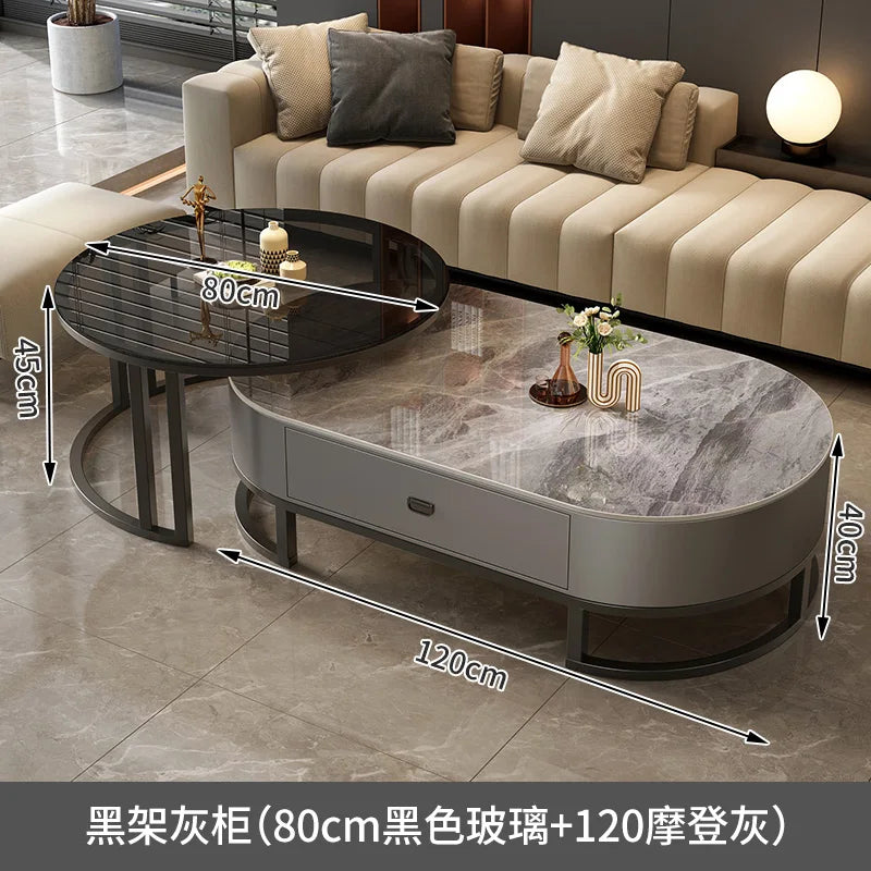 QWC Modern Nordic Wood Coffee Table With Built In Storage