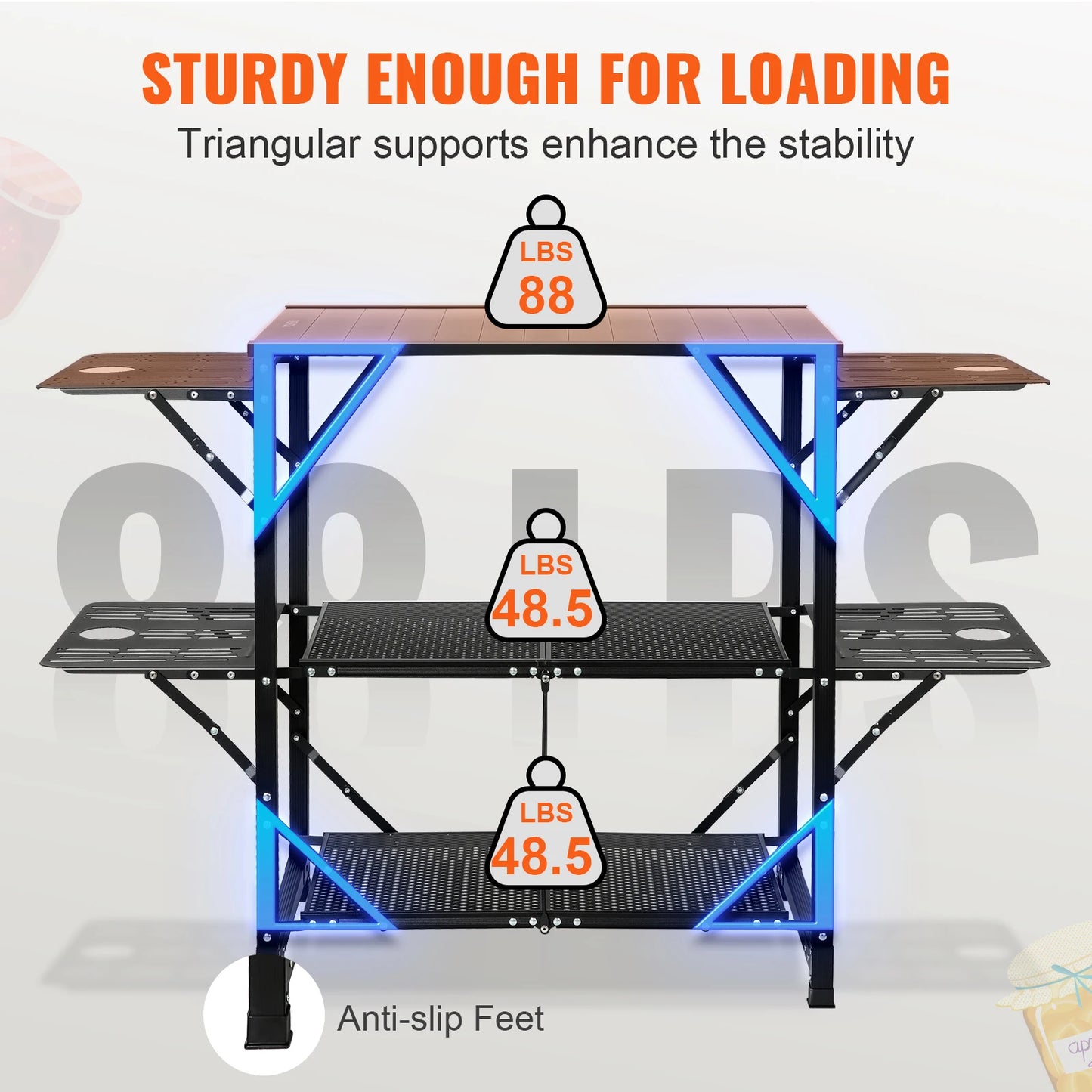 SucceBuy Camping Kitchen Table Folding Portable Cook Station Aluminum Outdoor