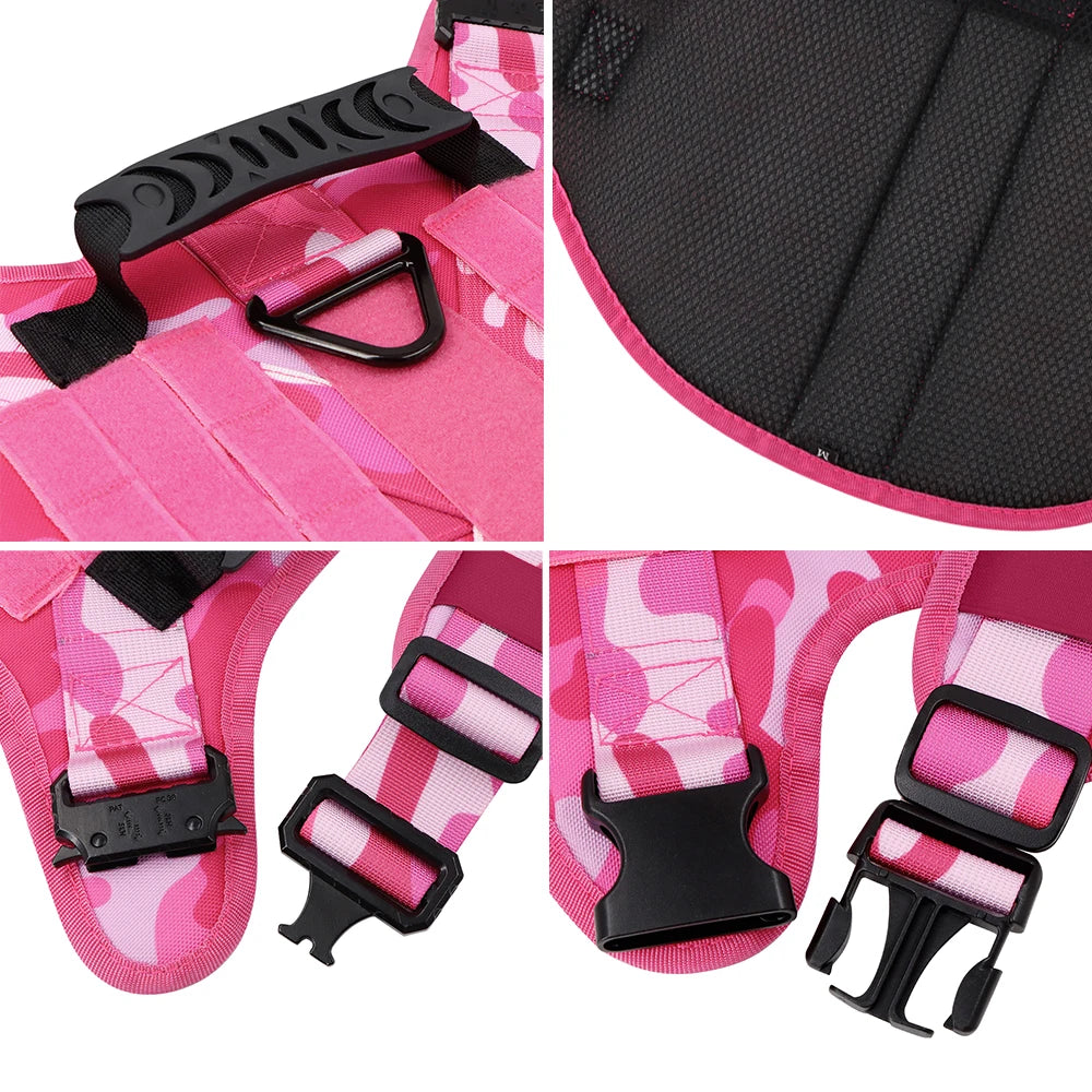 Military Camouflage Dog Harness Nylon Adjustable Vest For Training