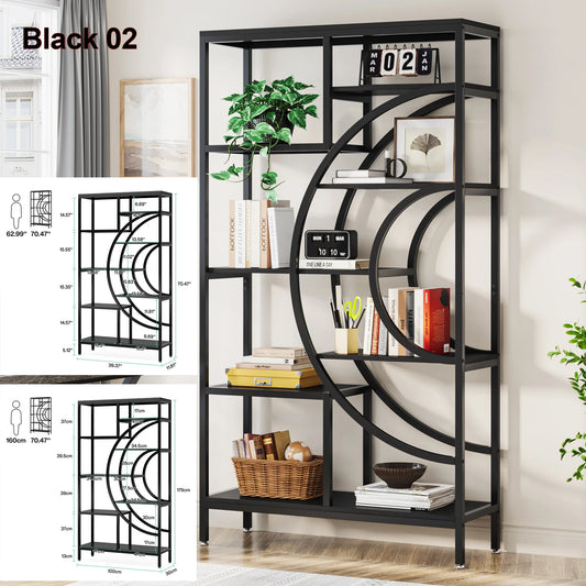 Tribesigns Industrial 5 Tier Etagere Bookcase Freestanding Bookshelf