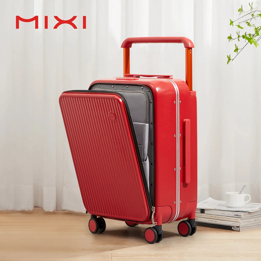 Mixi Front Laptop Pocket Suitcase Wide Handle Travel Luggage