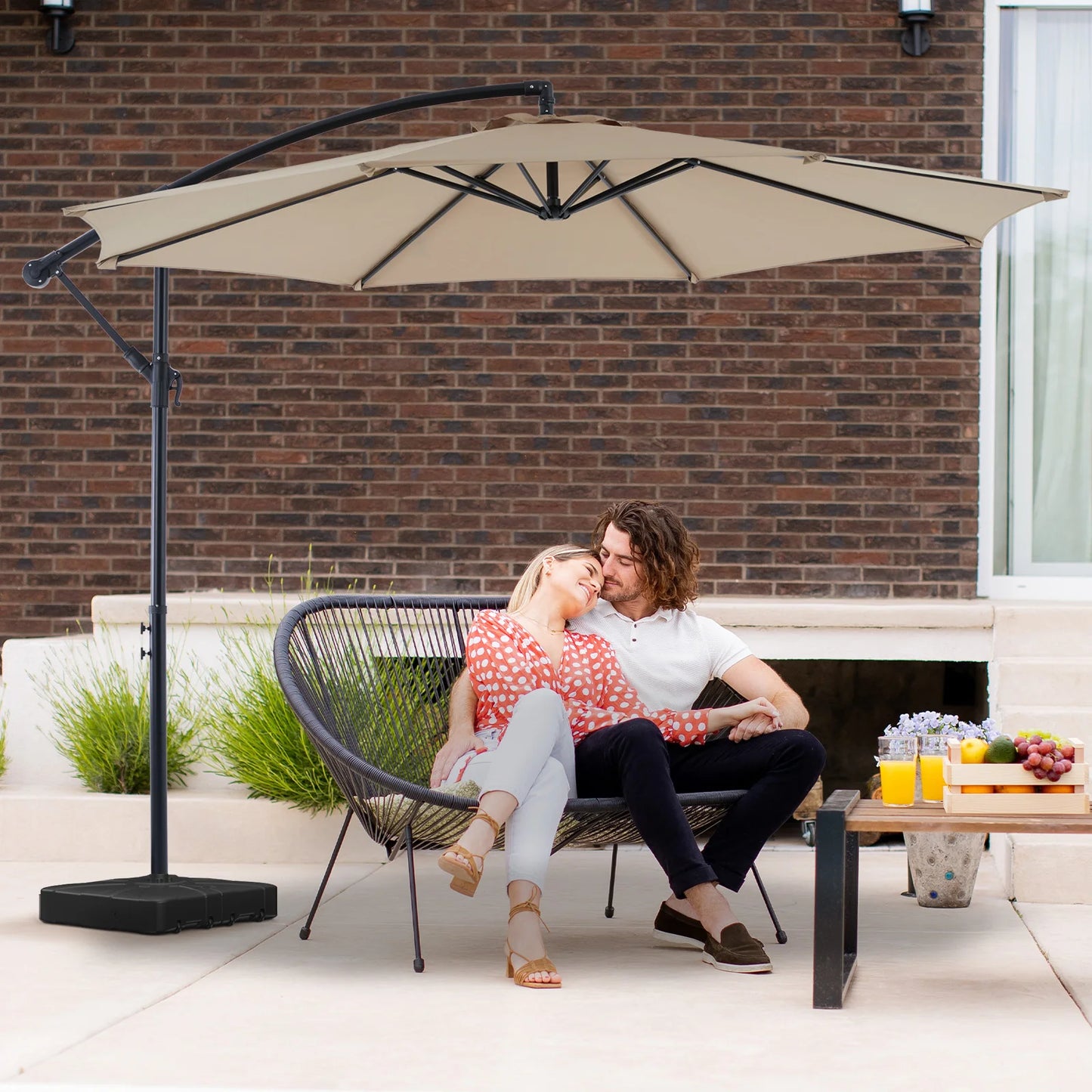 JHK Cantilever Umbrella With Easy Tilt UV Protection 8 Ribs