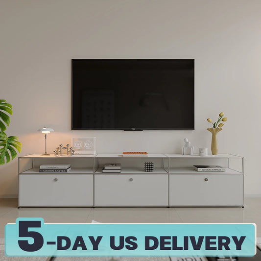 BigCityFur Modern Metal TV Stand With Corner Storage Cabinet