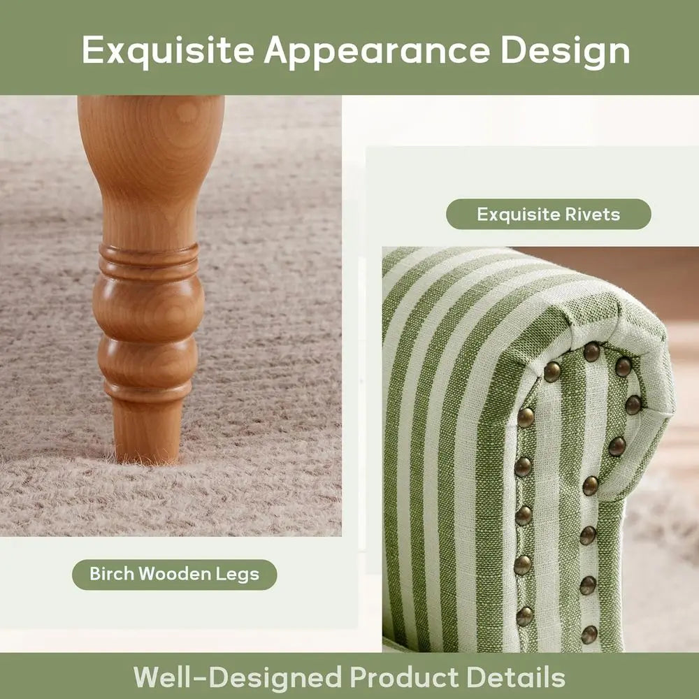 Linen Fabric Upholstered Armchair With Solid Wood Legs Club Chair