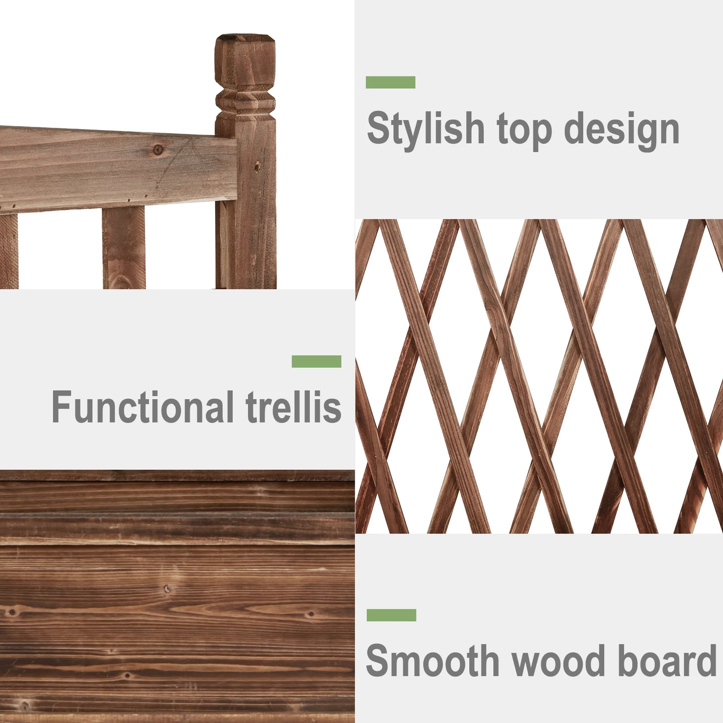 Wooden Raised Garden Bed With Trellis For Vegetable Plants