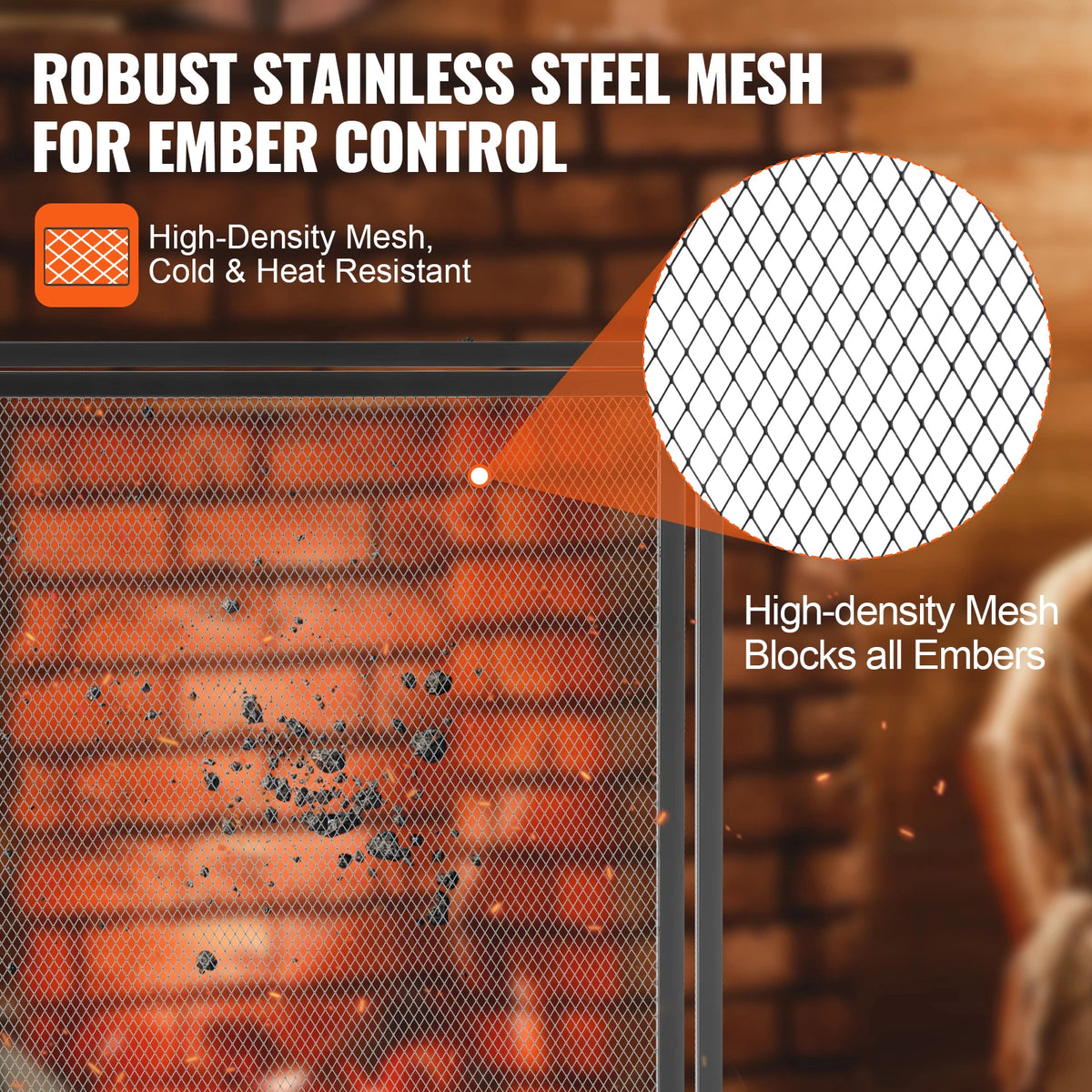 Iron Fireplace Screen With Door And Spark Guard Cover