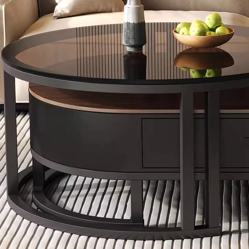 QWC Modern Nordic Wood Coffee Table With Built In Storage