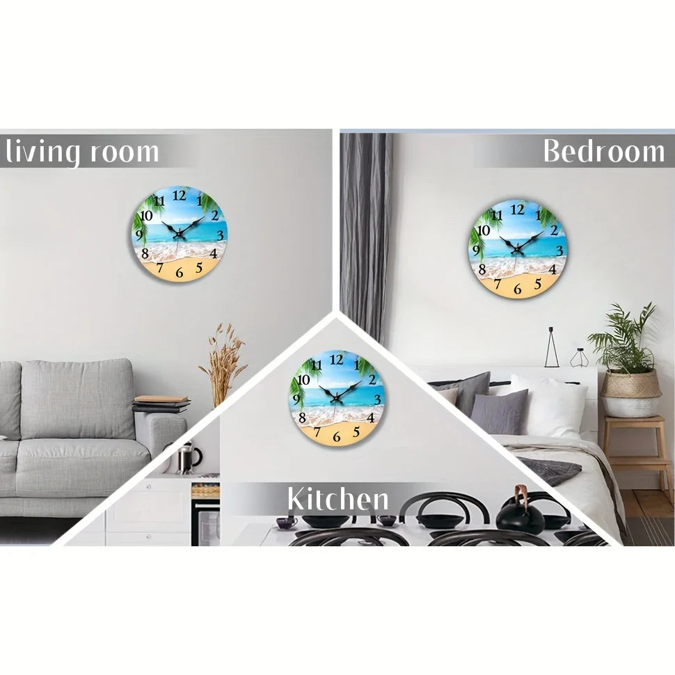 One Pack, Clock for Living Room Decoration, Wooden Round Craft Decorative Wall Clock, Bedroom Silent Clock Hanging Modern Table