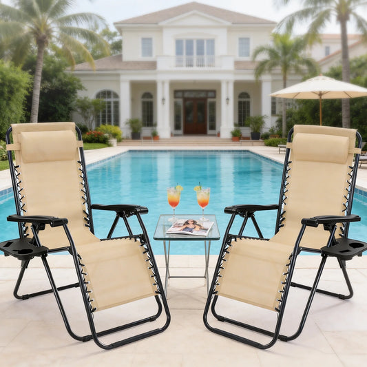 JHK Portable Zero Gravity Recliner Chairs With Cup Holders Outdoor